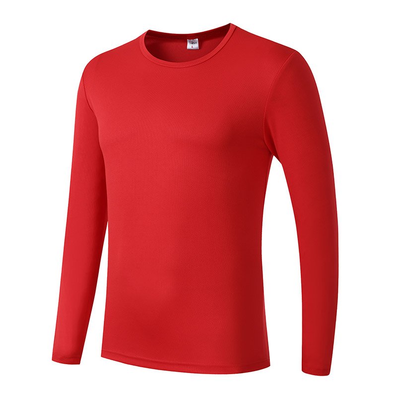 Wholesale Long Sleeve Polyester Blank Plain Men's T-shirts Custom Logo Printing White Unisex Long Sleeve Polyester T-shirt
