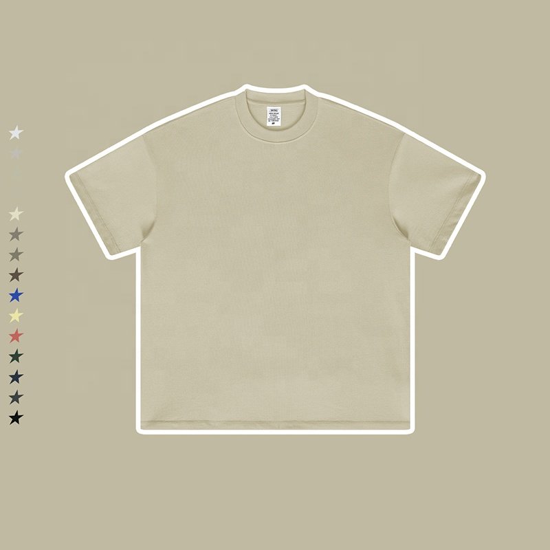 2024 Summer Heavyweight FOG Solid Short Sleeve Oversize Small Neckline Men's T-shirt
