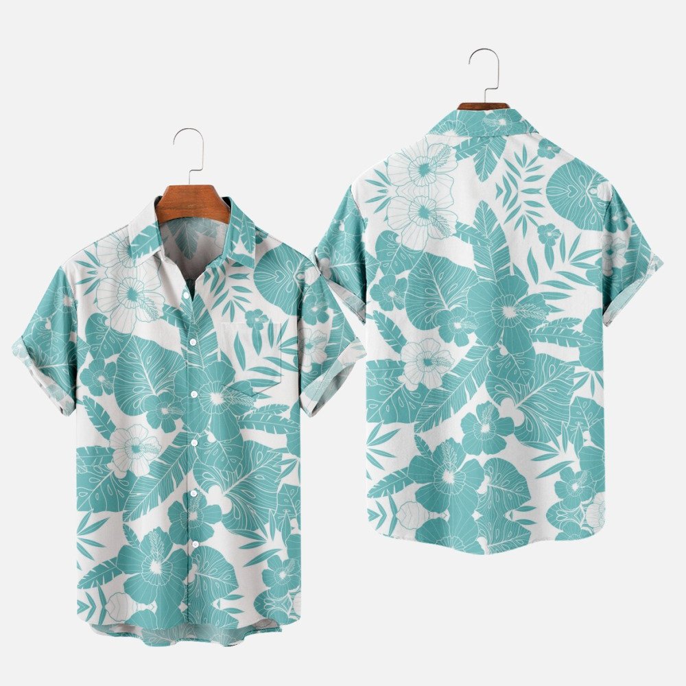 Men's Fashion Summer T-Shirts Hawaiian 3d Print Cozy Casual One Button Shirts Short Sleeve Beach Oversized Shirts