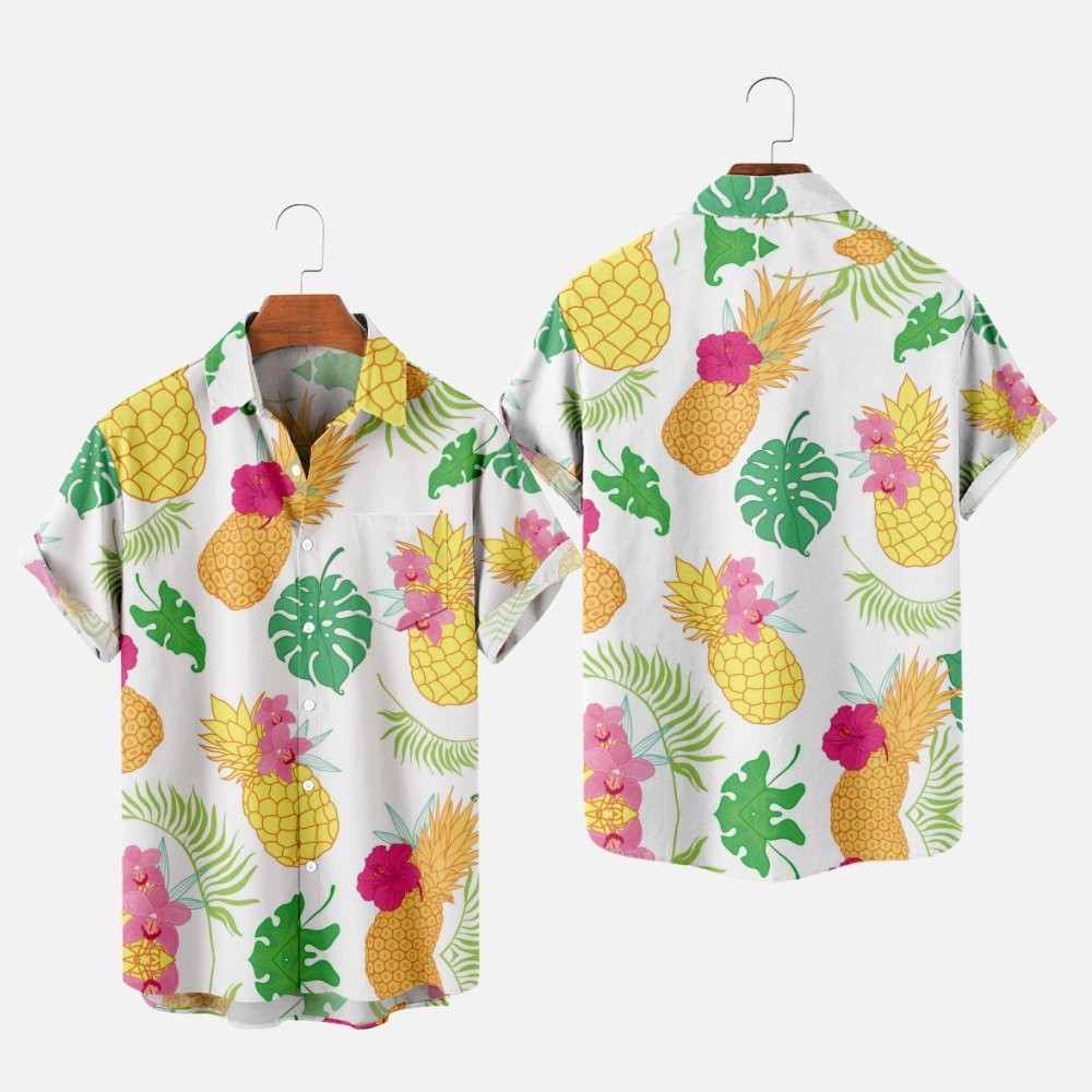 Men's Fashion Summer T-Shirts Hawaiian 3d Print Cozy Casual One Button Shirts Short Sleeve Beach Oversized Shirts
