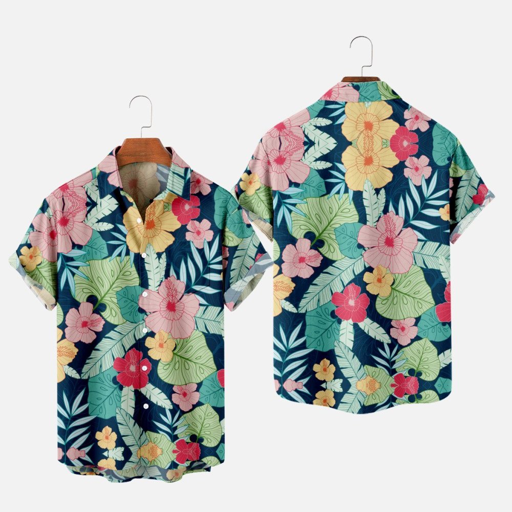 Men's Fashion Summer T-Shirts Hawaiian 3d Print Cozy Casual One Button Shirts Short Sleeve Beach Oversized Shirts
