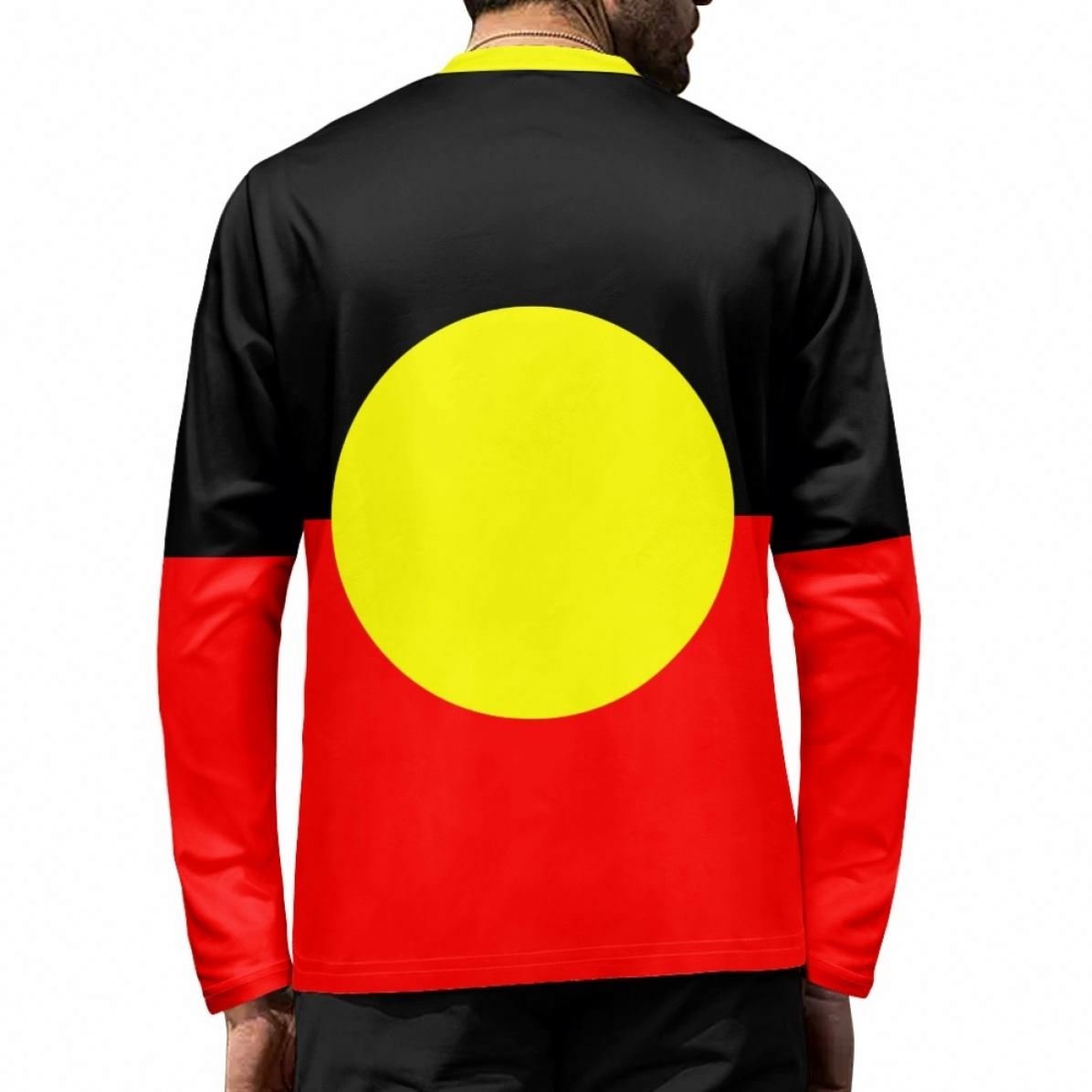 O-Neck Long Sleeves Men's T-shirt Indigenous Australian Aboriginal Flag Bottoming Male Shirt Pullover Top Autumn Fashion Clothes