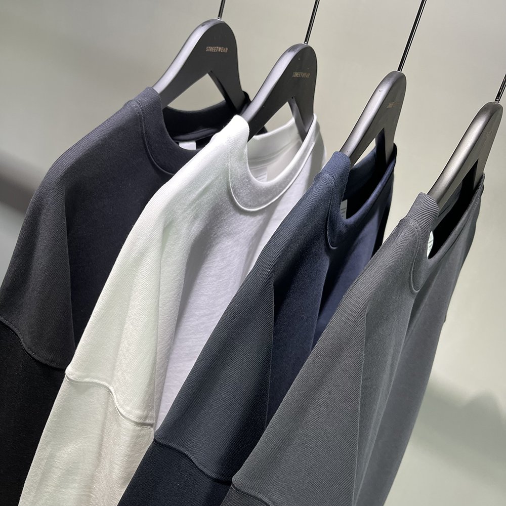 Yingling custom Men 100% Cotton T Shirt Blank Custom Long Sleeved T-shirt 320G tee Oversized crew neck long sleeves t shirt