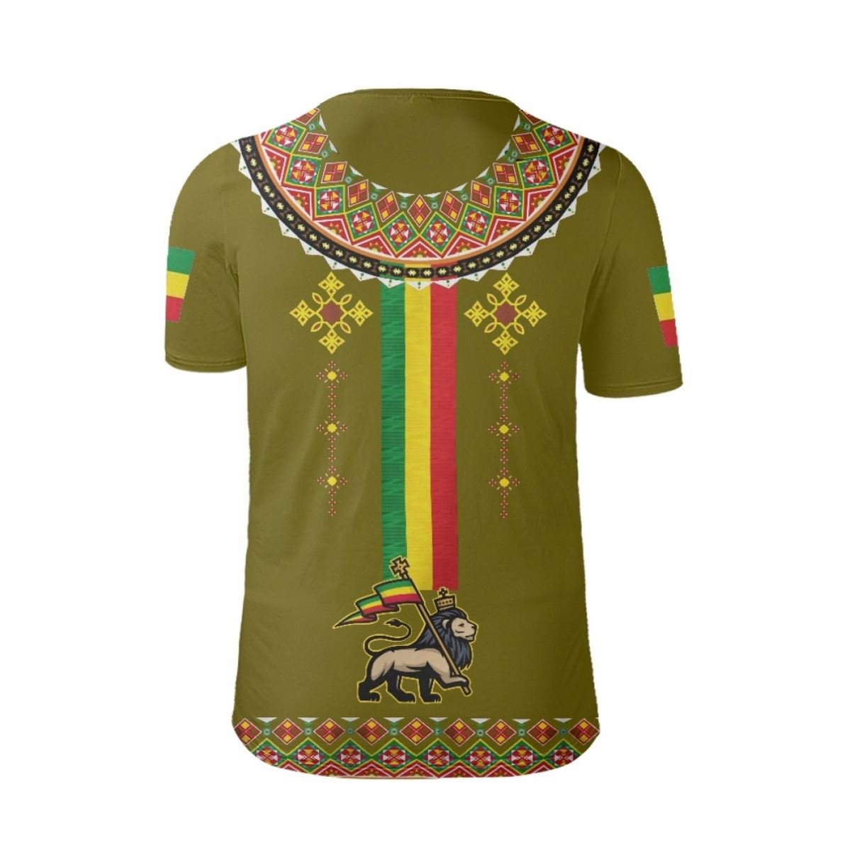 Quick Dry Oversized Ethiopian Habesha Design Men's T-shirts In Bulk Fashion Soft Ethiopia Yellow T Shirt Unisex Custom Tees Tops