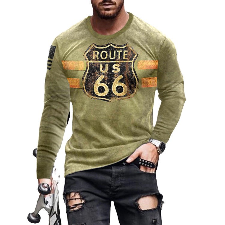 Digital 3D Printing Casual Slim Fashion Fashion Long Sleeve Men's 3D T-Shirt Wholesale