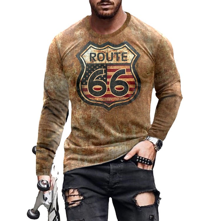 Digital 3D Printing Casual Slim Fashion Fashion Long Sleeve Men's 3D T-Shirt Wholesale