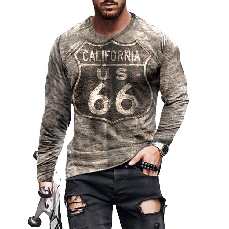 Digital 3D Printing Casual Slim Fashion Fashion Long Sleeve Men's 3D T-Shirt Wholesale