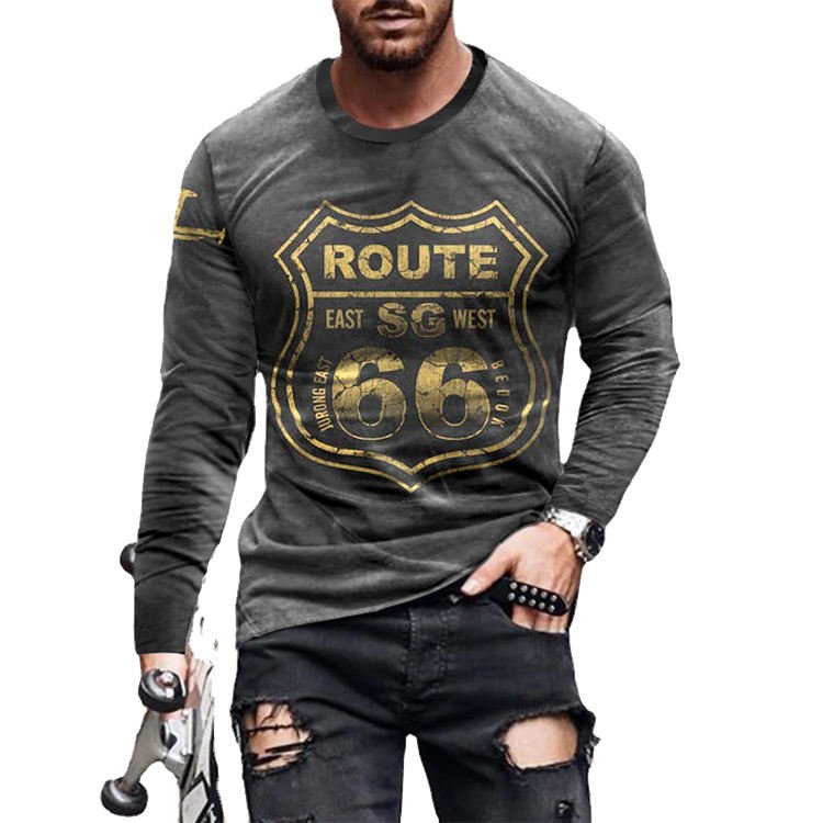 Digital 3D Printing Casual Slim Fashion Fashion Long Sleeve Men's 3D T-Shirt Wholesale