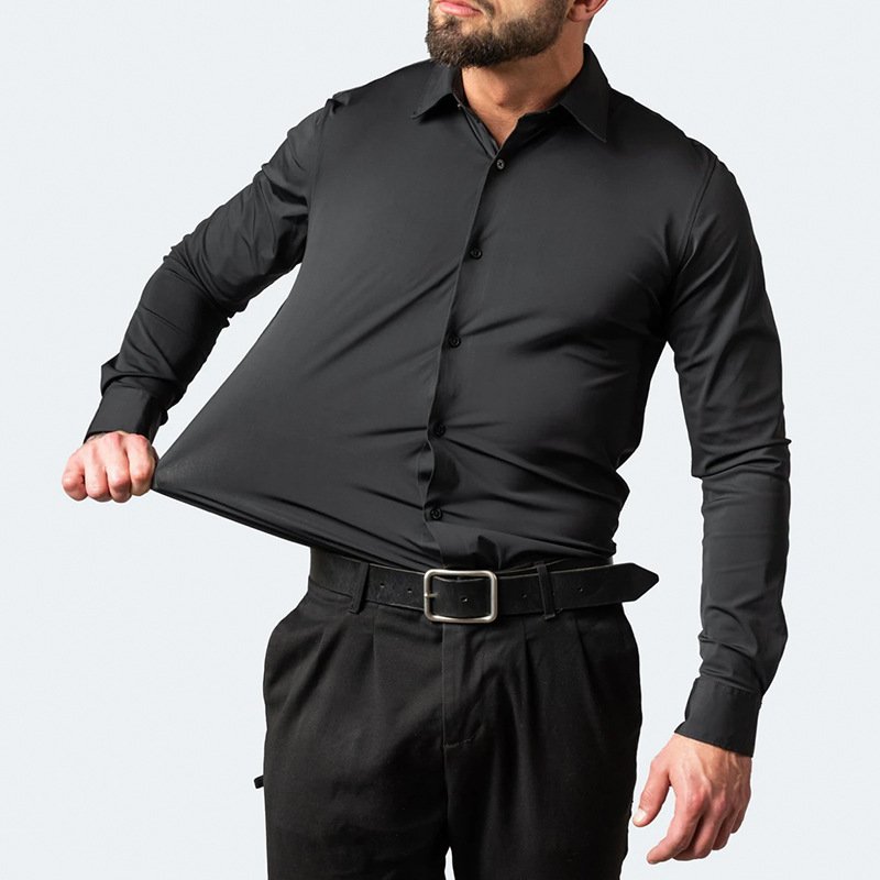 wholesale Men's Four Way Stretch Custom Design Dress Shirts Elastic Spandex Shirts For Men