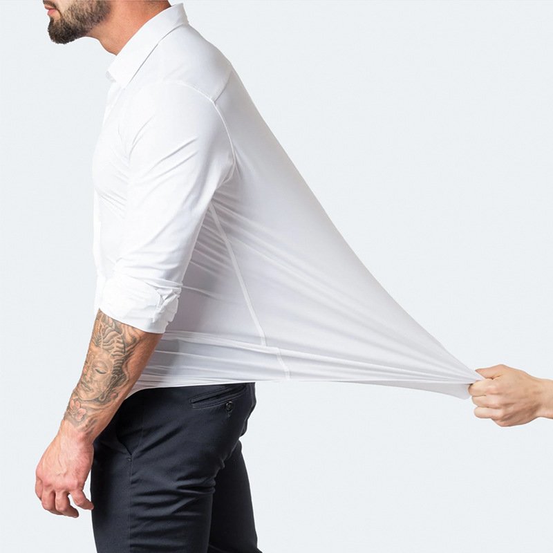 wholesale Men's Four Way Stretch Custom Design Dress Shirts Elastic Spandex Shirts For Men