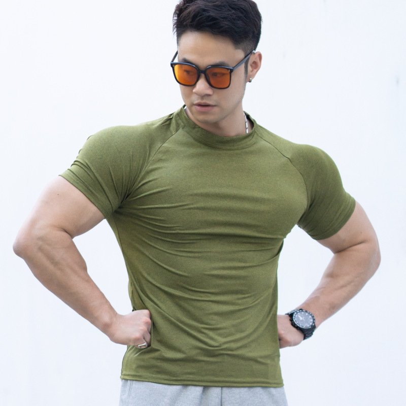 Breathable Polyester Men Running Training Blank Muscle Fit T Shirt Custom Workout Gym Men's Fitnrss Sports Compressed T-Shirt