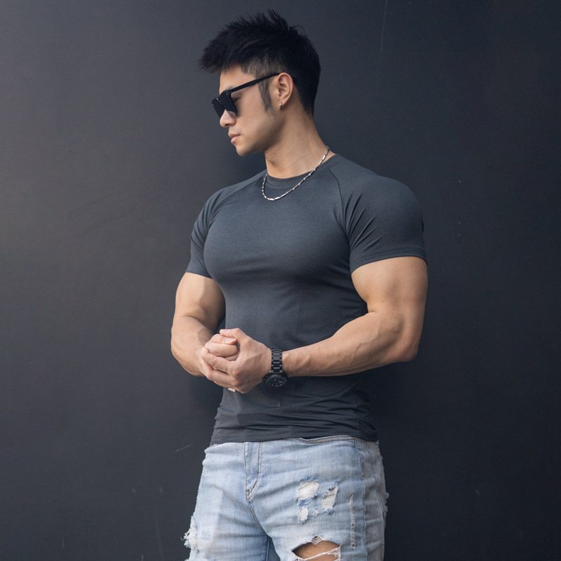 Breathable Polyester Men Running Training Blank Muscle Fit T Shirt Custom Workout Gym Men's Fitnrss Sports Compressed T-Shirt