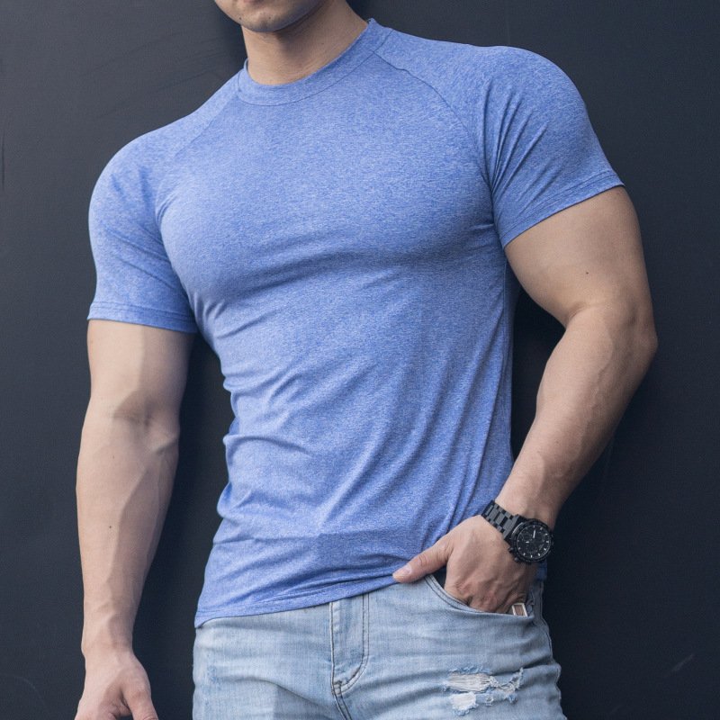 Breathable Polyester Men Running Training Blank Muscle Fit T Shirt Custom Workout Gym Men's Fitnrss Sports Compressed T-Shirt