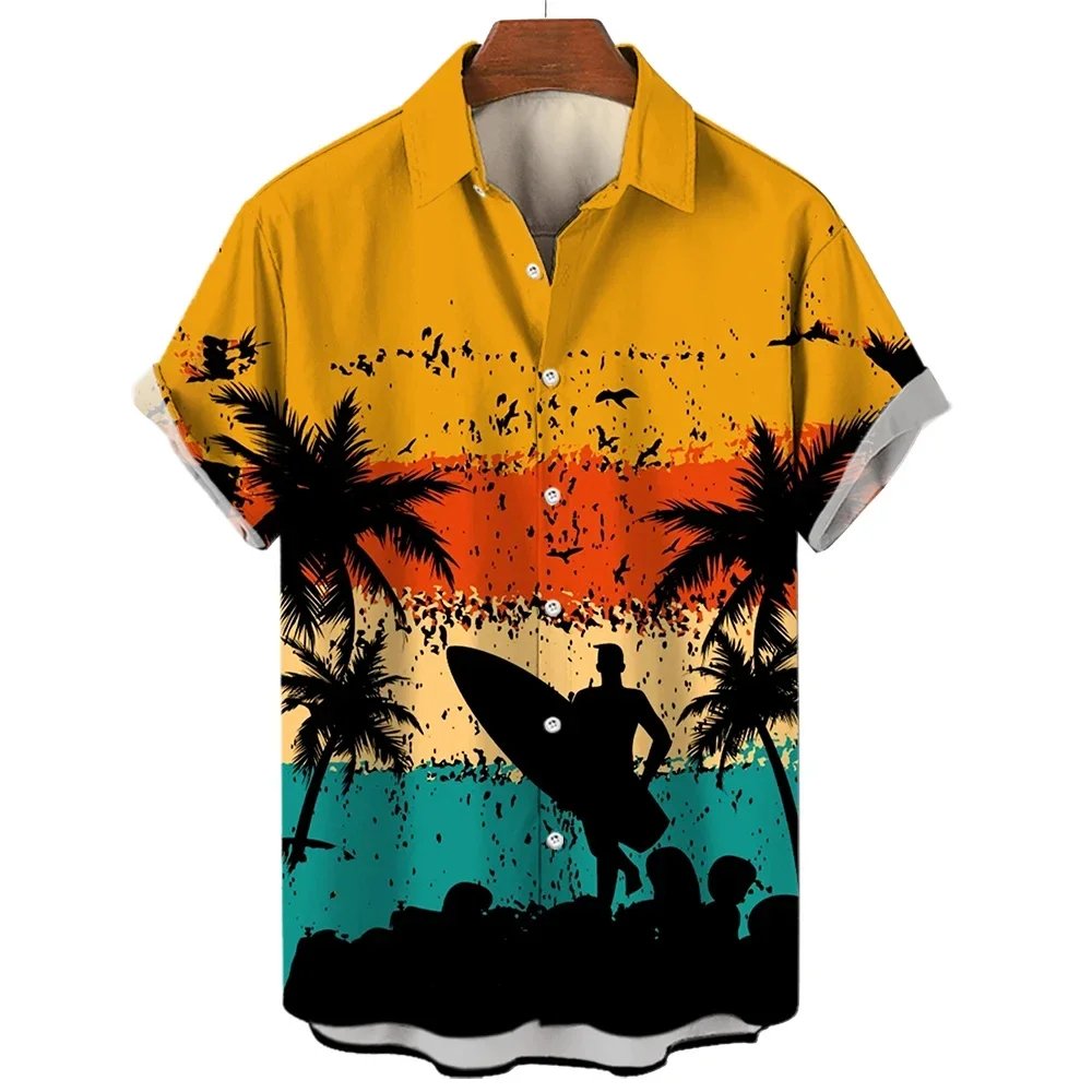 Summer Hawaiian Men's Shirts Printing Shirts Man Women Casual Vintage Short Sleeves Plus Size Men's T-Shirts Tops