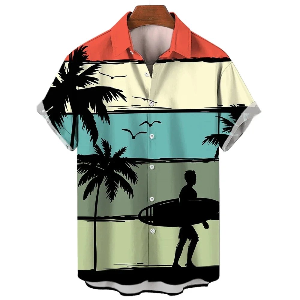 Summer Hawaiian Men's Shirts Printing Shirts Man Women Casual Vintage Short Sleeves Plus Size Men's T-Shirts Tops