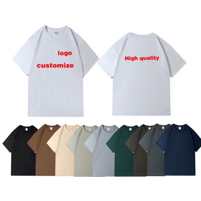 Custom 300 Gsm 100% Pure Cotton Blank Men's T-Shirt Printing Logo Pattern Casual Solid Color Boxy Crop Oversize T-Shirt For Men