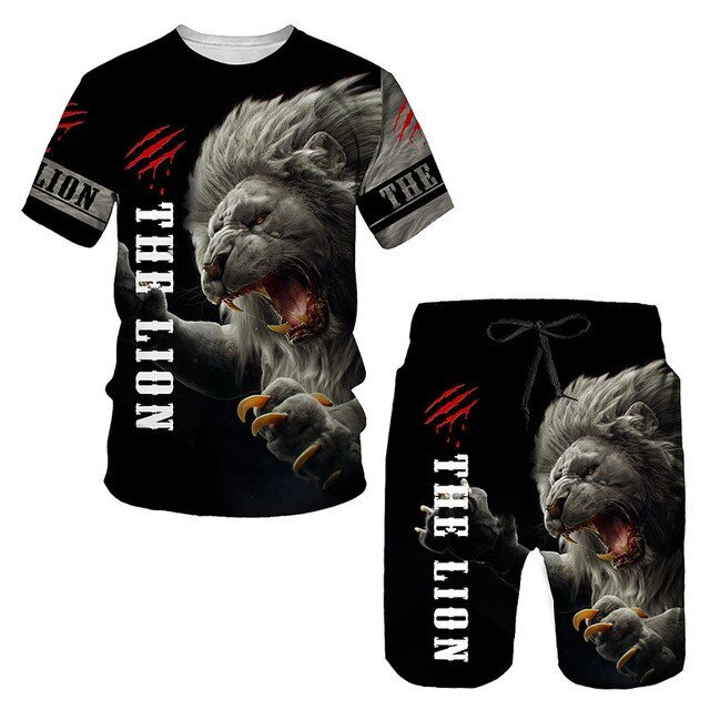 Sublimation Printed Men's T-shirt + Shorts Suit Brand Short Sleeve Set Printed Cotton Jogging Sweatpants Male Sports wear