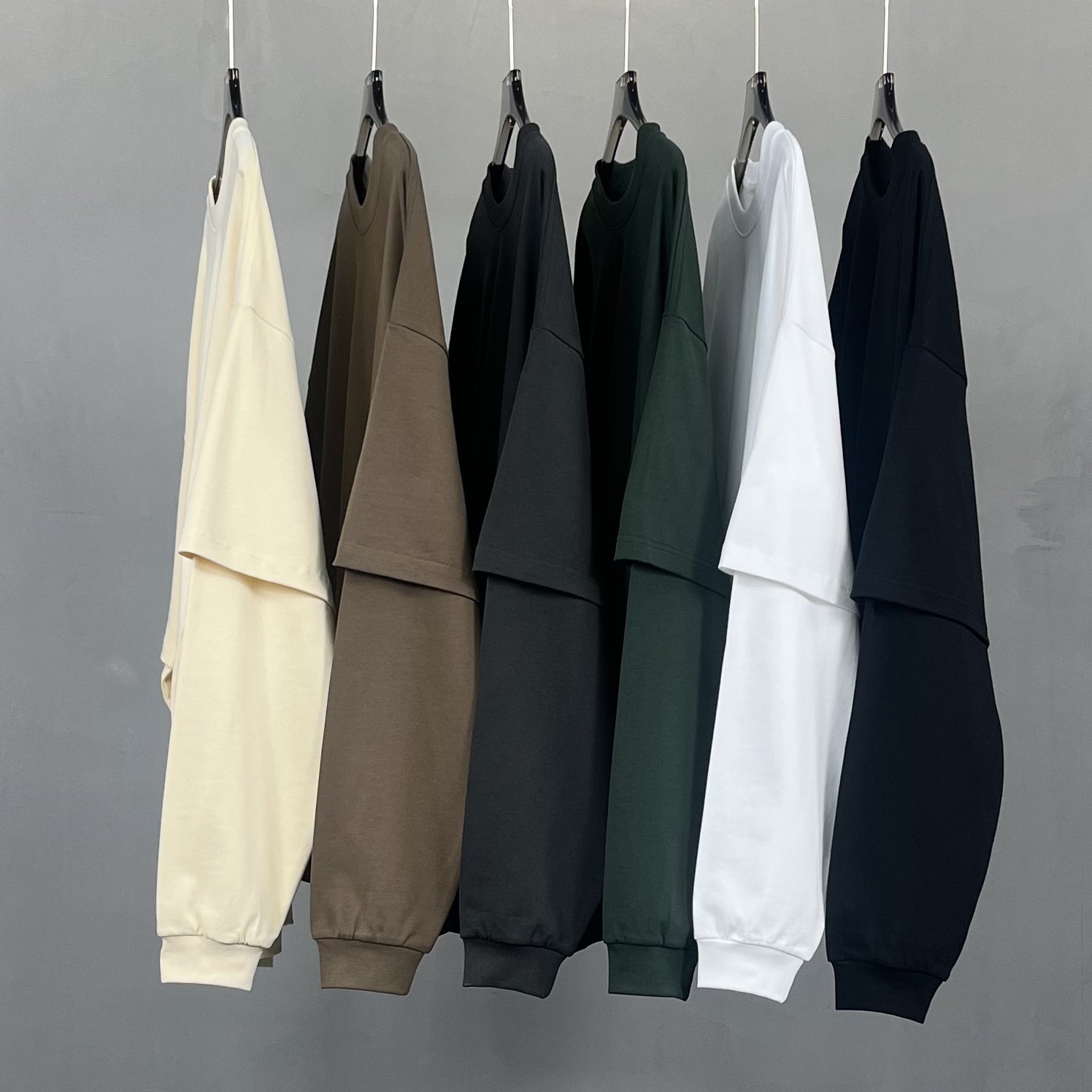 custom round neck Double Layered Longsleeve t shirt Crop Top Tee oversized double layer long sleeve tshirt men design cropped