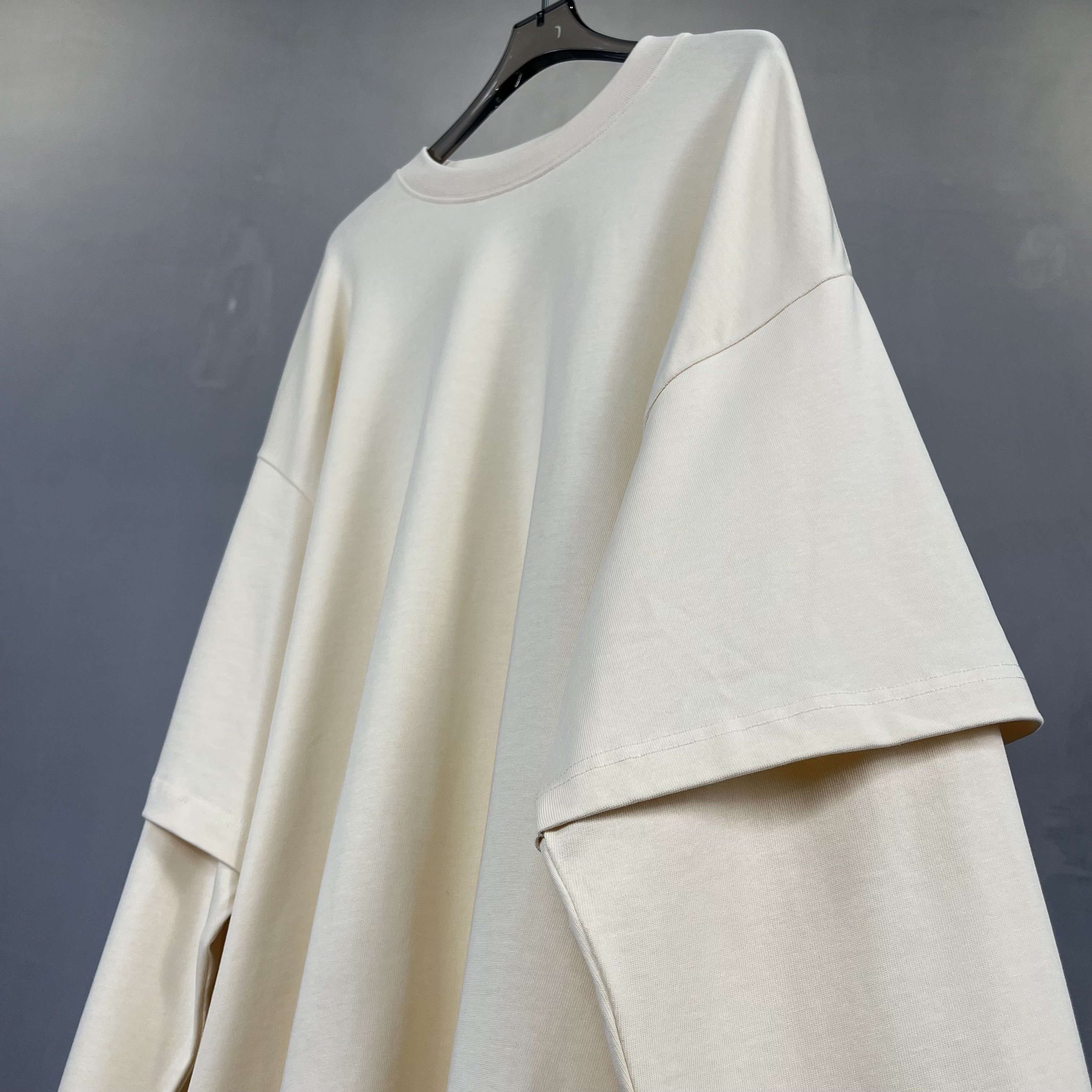 custom round neck Double Layered Longsleeve t shirt Crop Top Tee oversized double layer long sleeve tshirt men design cropped