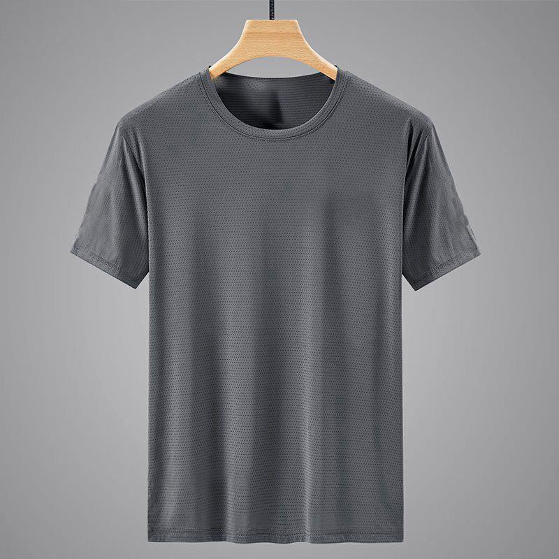 oem customized logo design plus size men's casual and versatile loose Ice silk men's summer loose short sleeved T shirt