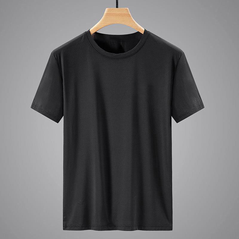 oem customized logo design plus size men's casual and versatile loose Ice silk men's summer loose short sleeved T shirt