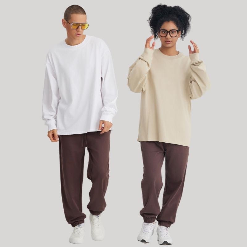 Wholesale Top Quality 380GSM CustomLOGO Long Sleeve T shirt Cheap Fitness cottoN Blank men's Long Sleeve
