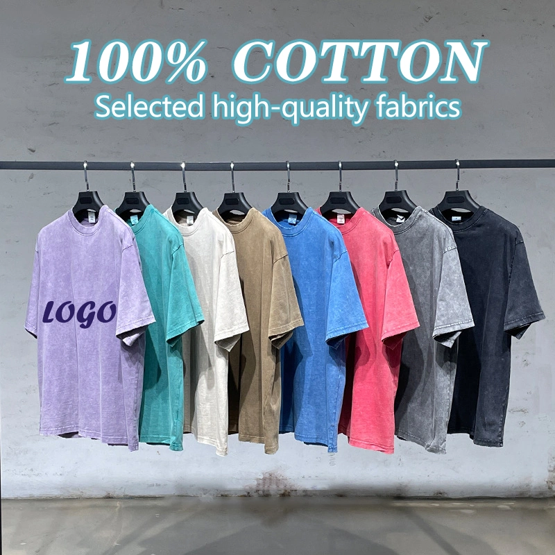 Wholesale Unisex Shirt Custom 100% Cotton High Street Oversized Tshirt Screen Print Embroidery Vintage Men's T-shirts