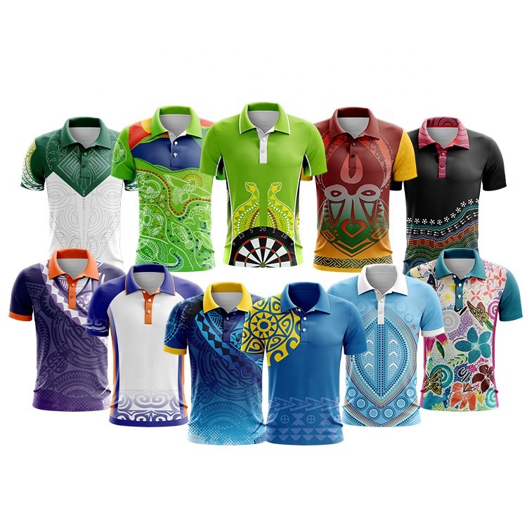 Unisex 100% Polyester Full Sublimation Polo Sports Shirts Custom Printed Polo Shirts Sports Polo T Shirts
