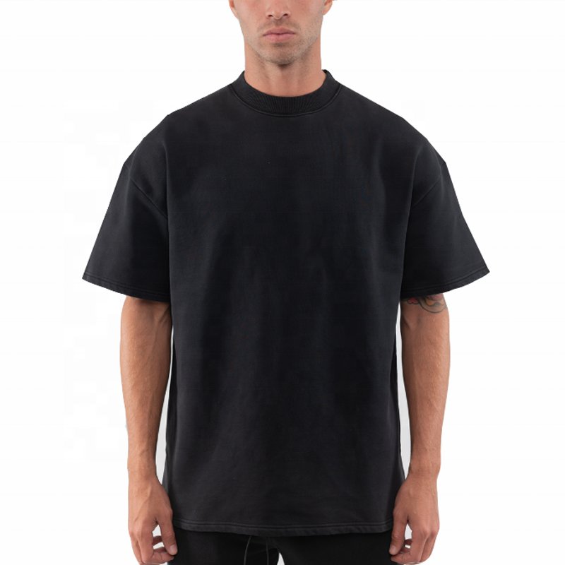 Manufacturer Hight Solid Color Pro Club Shirts Quality 280gsm Heavyweight Neck Crew Cotton Acid Washed Plus Size Men'S T-Shirts