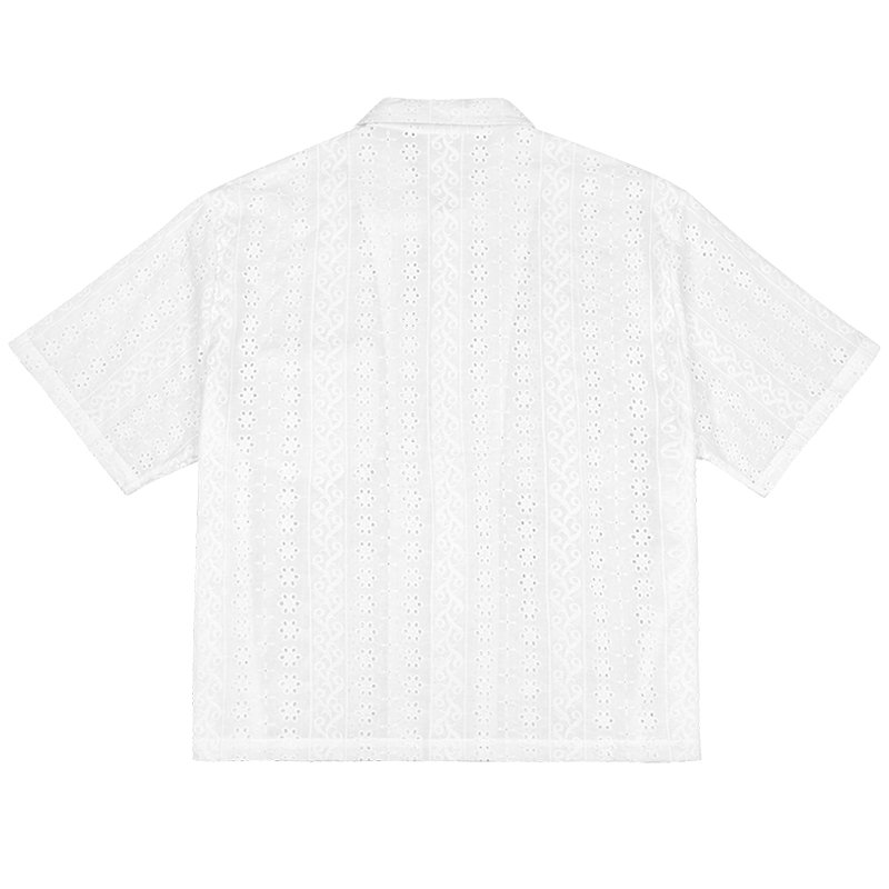 summer eyelet embroidery cropped boxy fit shirt custom high quality street wear casual t shirt