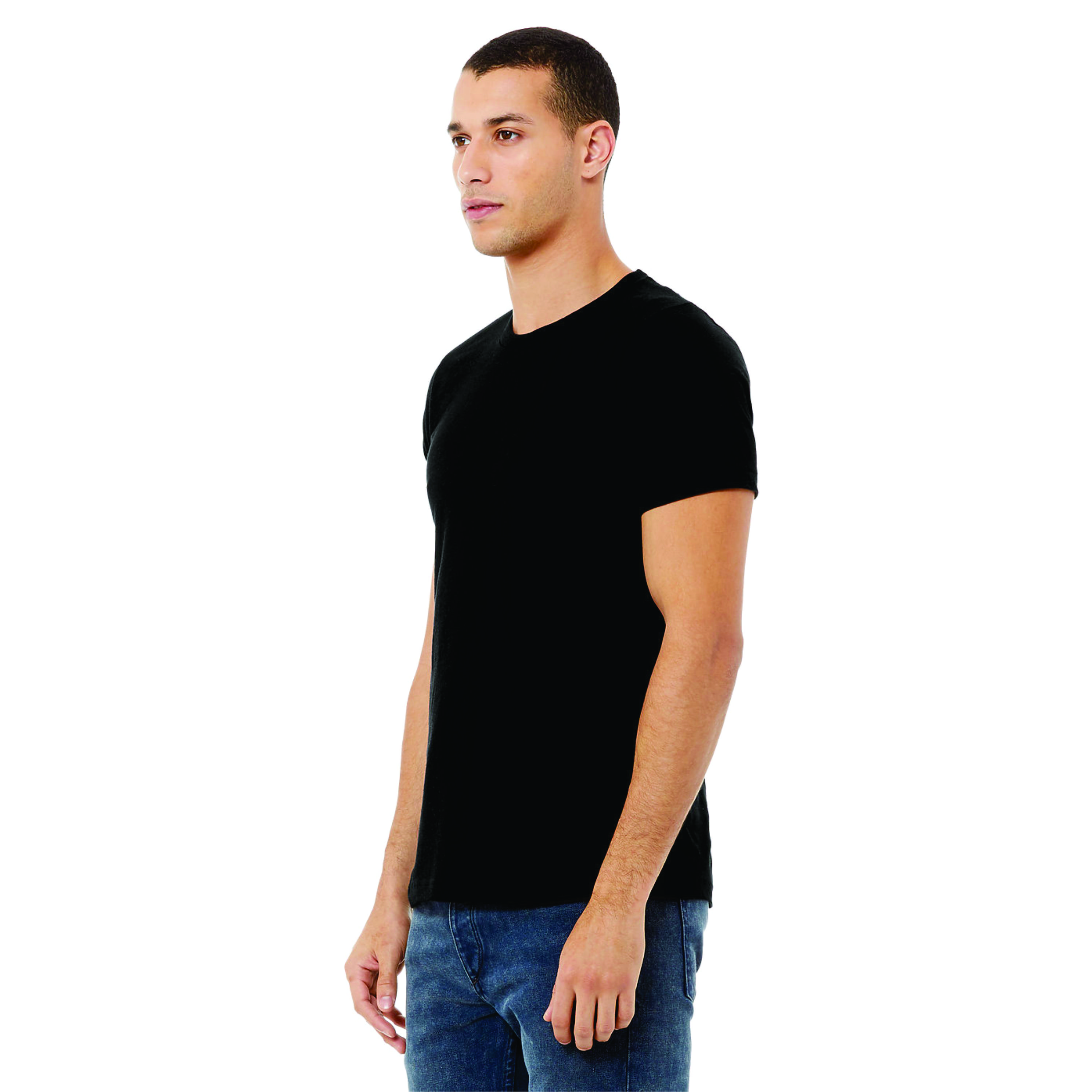 Heather Black Unisex CVC Short Sleeve T-Shirt: 52% Airlume Combed and Ring Spun Cotton, 48% Poly, 32 Single, 4.2 oz