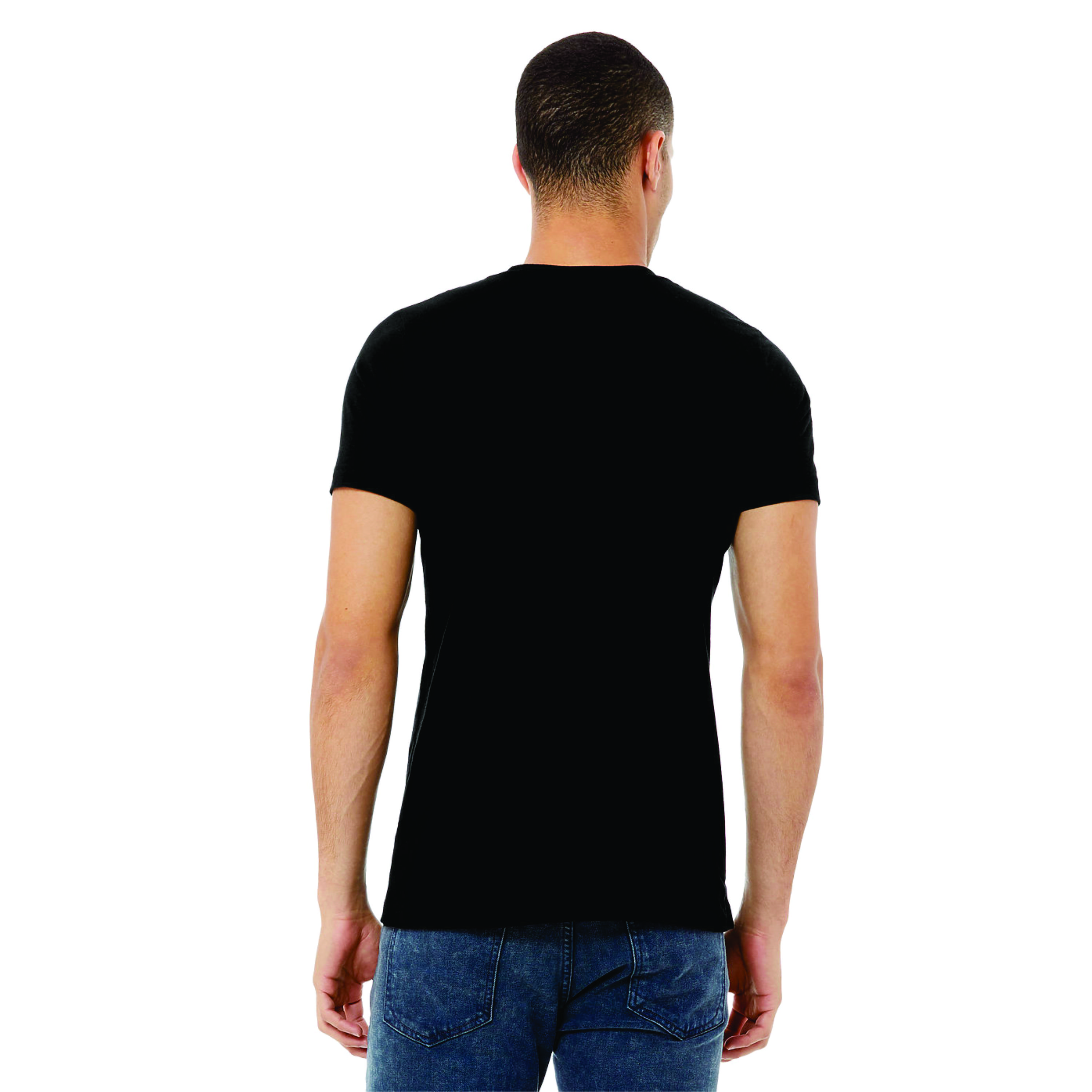 Heather Black Unisex CVC Short Sleeve T-Shirt: 52% Airlume Combed and Ring Spun Cotton, 48% Poly, 32 Single, 4.2 oz