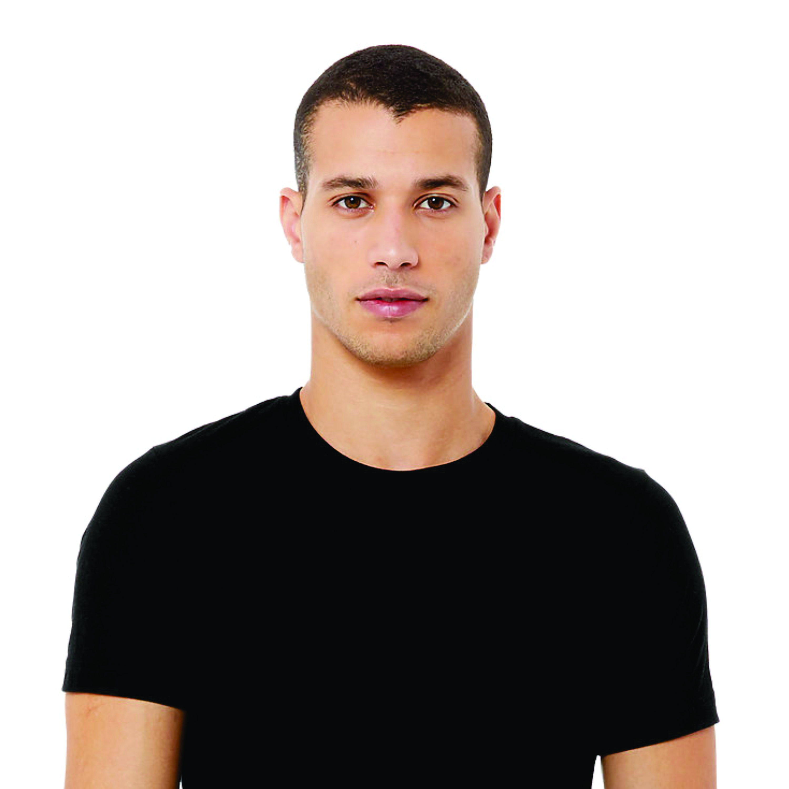 Heather Black Unisex CVC Short Sleeve T-Shirt: 52% Airlume Combed and Ring Spun Cotton, 48% Poly, 32 Single, 4.2 oz
