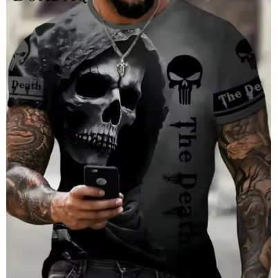 Horror Death Skull men's t-shirts wholesale Short Sleeve Print Terror Hip Hop T-Shirt O-Neck Summer Tops Clothing men's t-shirts