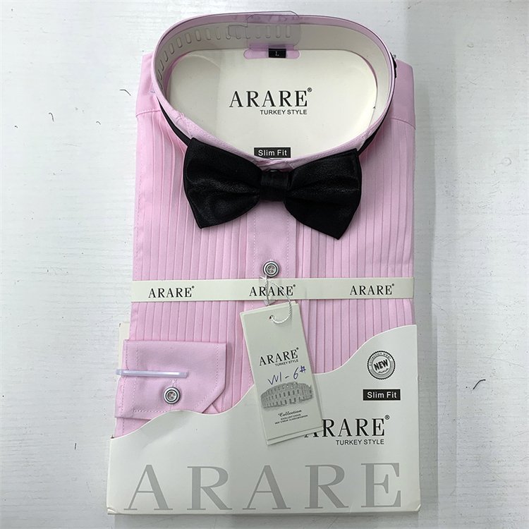 Print Sublimation logo Unisex Men's T-shirt shirt Men's Long sleeve slim bow tie dress Wedding banquet shirt men's