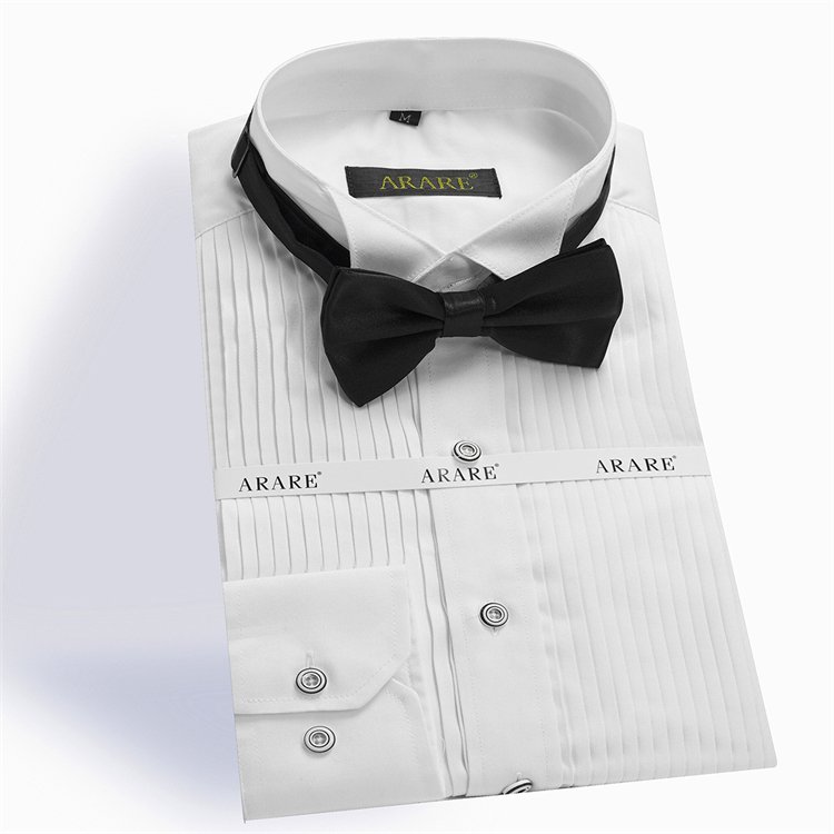 Print Sublimation logo Unisex Men's T-shirt shirt Men's Long sleeve slim bow tie dress Wedding banquet shirt men's