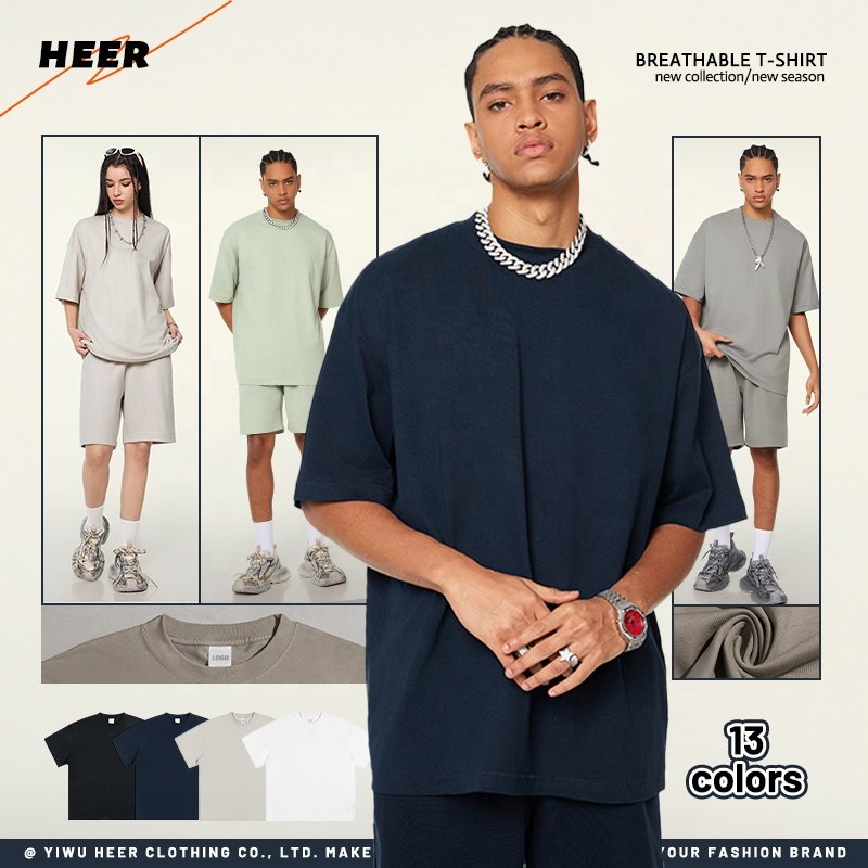 New Style Men's Cool Oversize Style PlainT-shirt Heavyweight Cotton and Sorona Material Support Custom and Labels