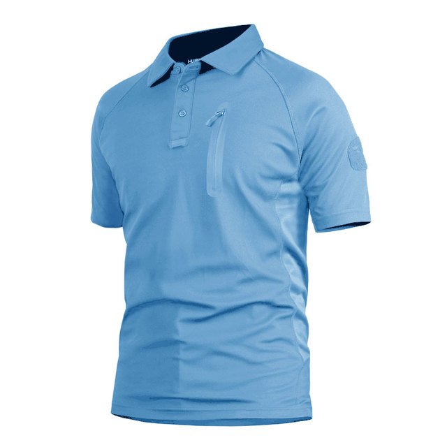 OEM Mens Comfy Breathable Short Sleeve Polo Shirts Casual Outdoor Camping Hunting Sports Quick Dry Zipper Pockets Men's T-shirts