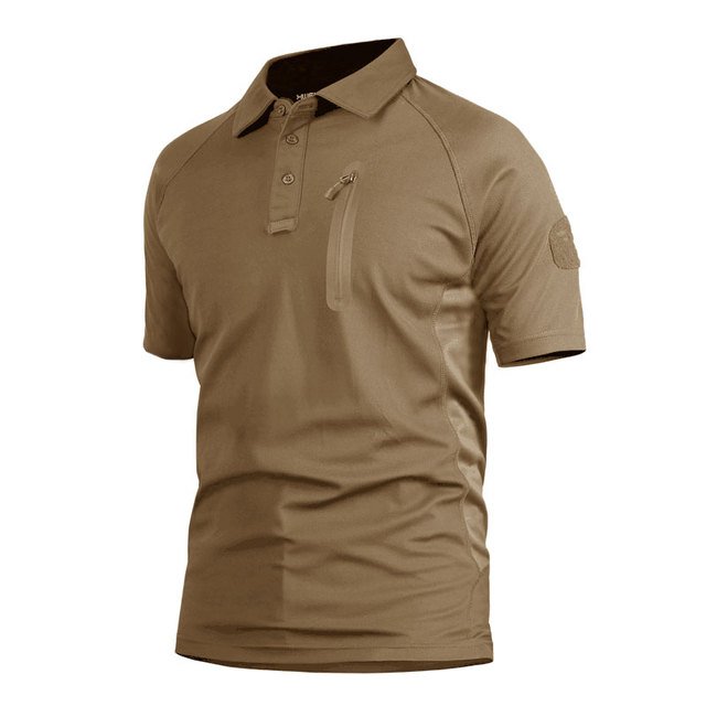 OEM Mens Comfy Breathable Short Sleeve Polo Shirts Casual Outdoor Camping Hunting Sports Quick Dry Zipper Pockets Men's T-shirts