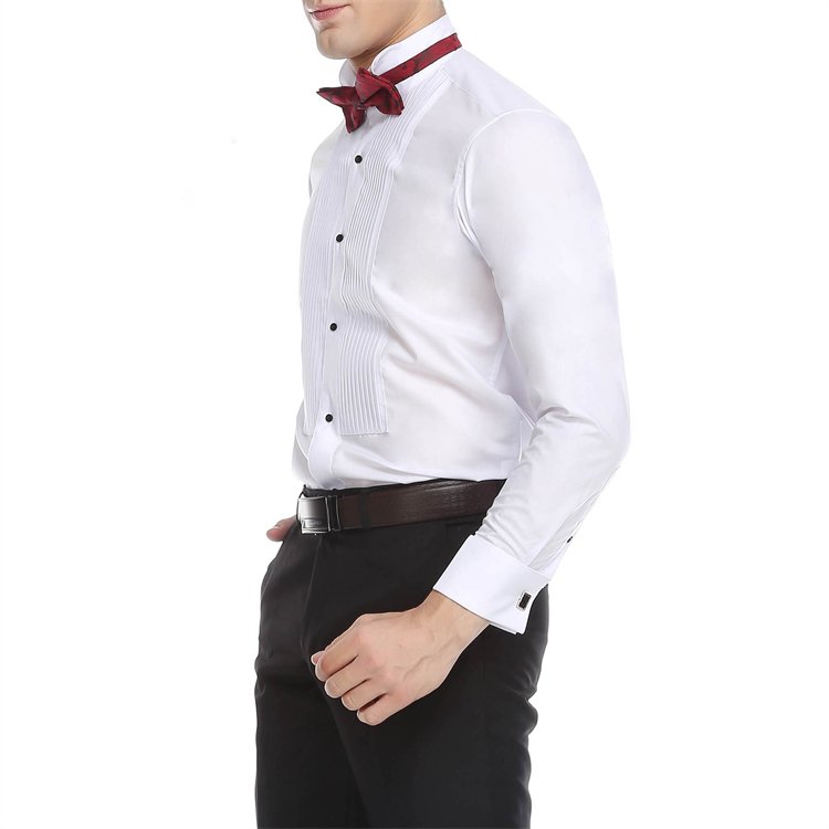 Brand shirt Men's wing collar French dress shirt Long sleeve white groom best man wedding banquet performance