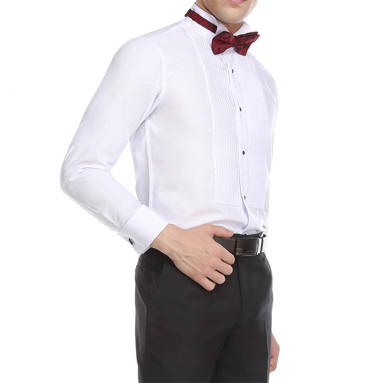 Brand shirt Men's wing collar French dress shirt Long sleeve white groom best man wedding banquet performance