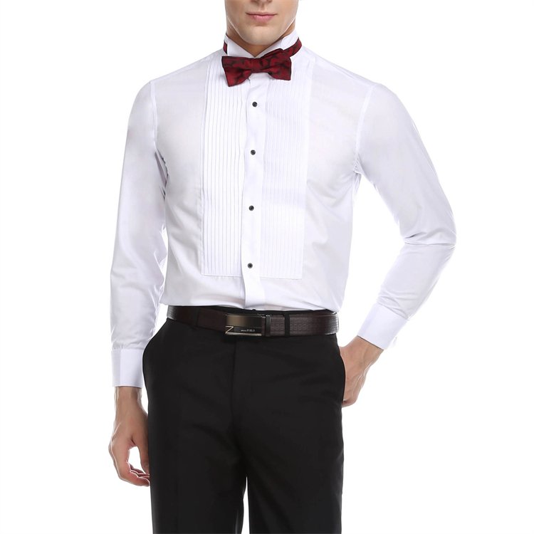 Brand shirt Men's wing collar French dress shirt Long sleeve white groom best man wedding banquet performance
