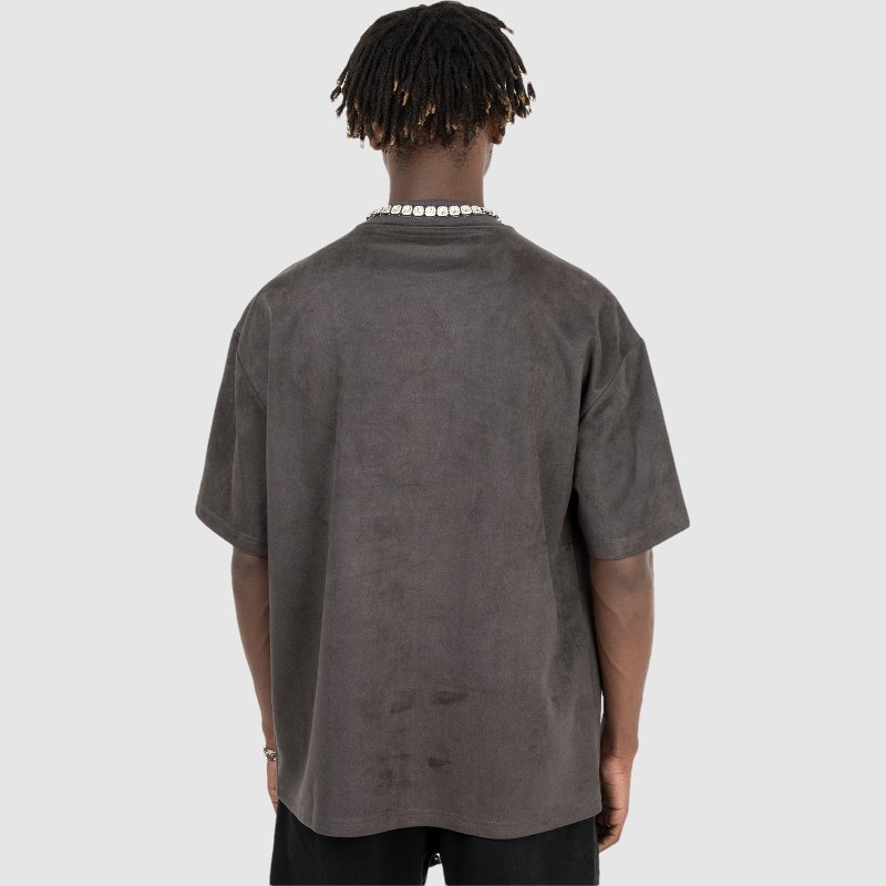 oem wholesale oversize drop shoulder tshirt custom logo print 100% Cotton tshirt blank suede Fabric men's t-shirt