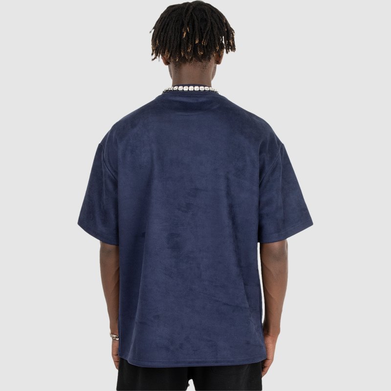 oem wholesale oversize drop shoulder tshirt custom logo print 100% Cotton tshirt blank suede Fabric men's t-shirt