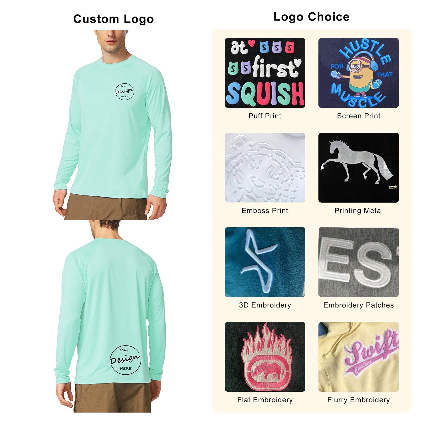 Spring Custom Embroidery Soft Comfy Cotton Tight Fit High Stretch Running Training Tops Men's T-shirts Long Sleeve Raglan