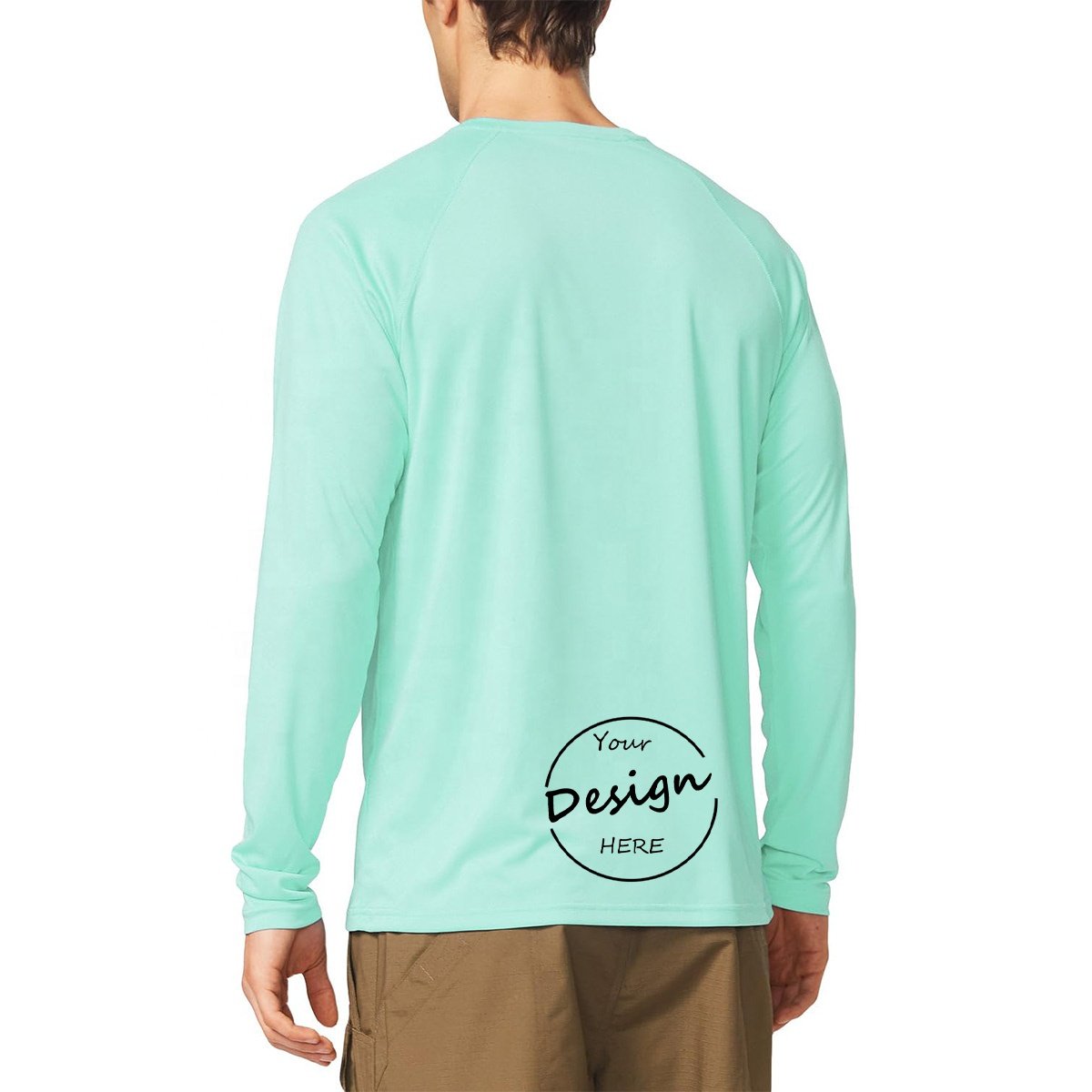 Spring Custom Embroidery Soft Comfy Cotton Tight Fit High Stretch Running Training Tops Men's T-shirts Long Sleeve Raglan