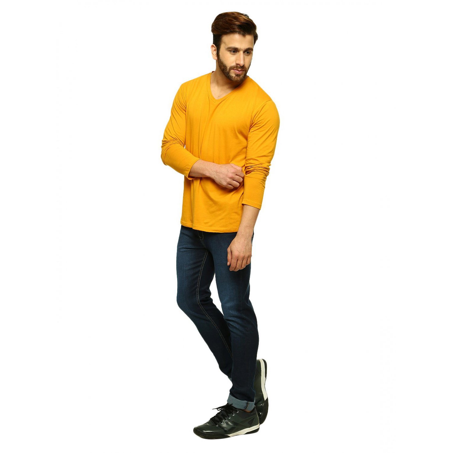 Men full sleeve t shirt plain long sleeve cotton plain t shirt Print Men's Fashion Casual Streetwear Long Sleeve Cotton T-Shirt