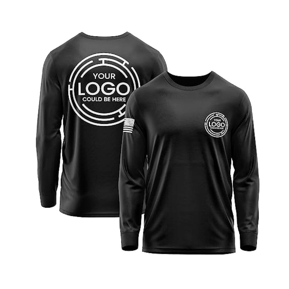 Custom Shirt for Men Heavy Cotton Long Sleeve Design Your Own Shirts Customized T-Shirt Front Back Black Unsex Work Polo Shirts