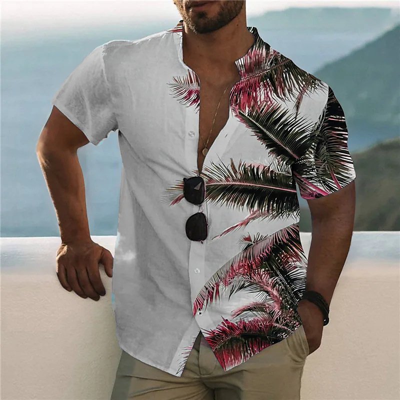 2024 Lasted Digital Printed Men's Collar T Shirts Rayon Viscose High Fashion Quality Vintage Short Sleeve Printed Shirts For Men
