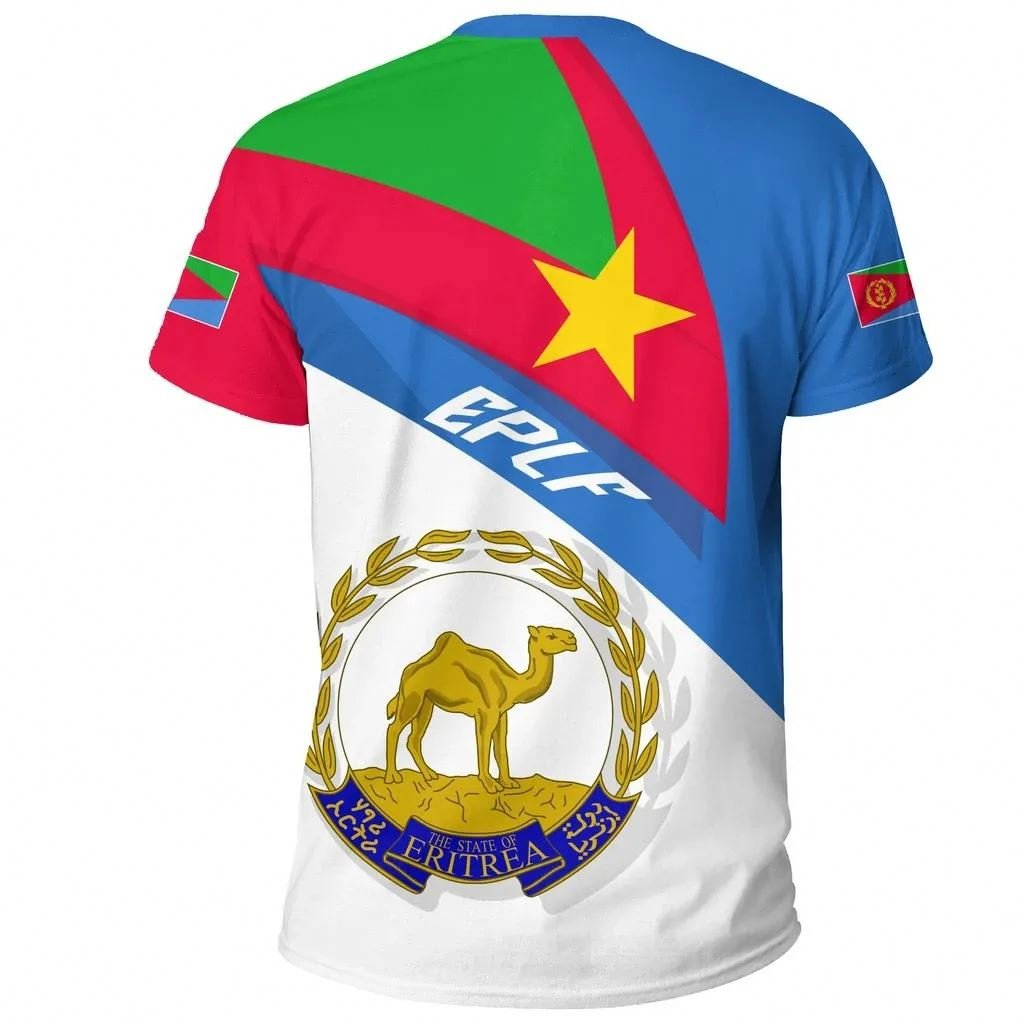 Hot Sell Traditional Eritrea Mens T Shirts Fashion Eritrean Flag Soft Polyester T-Shirt Customize Logo Breathable Men Clothing